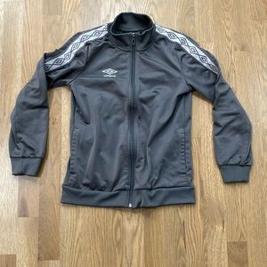 Umbro Boy’s Gray White Full Zip Polyester Athletic Jacket Sweatshirt